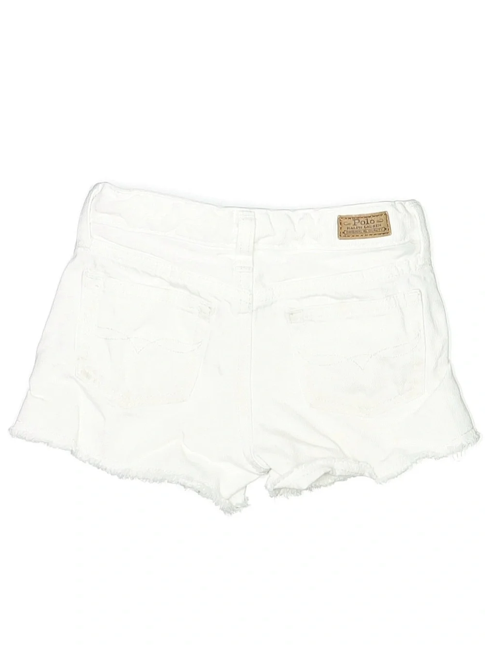 Ralph Lauren White Denim Cutoff Shorts with Frayed Hem